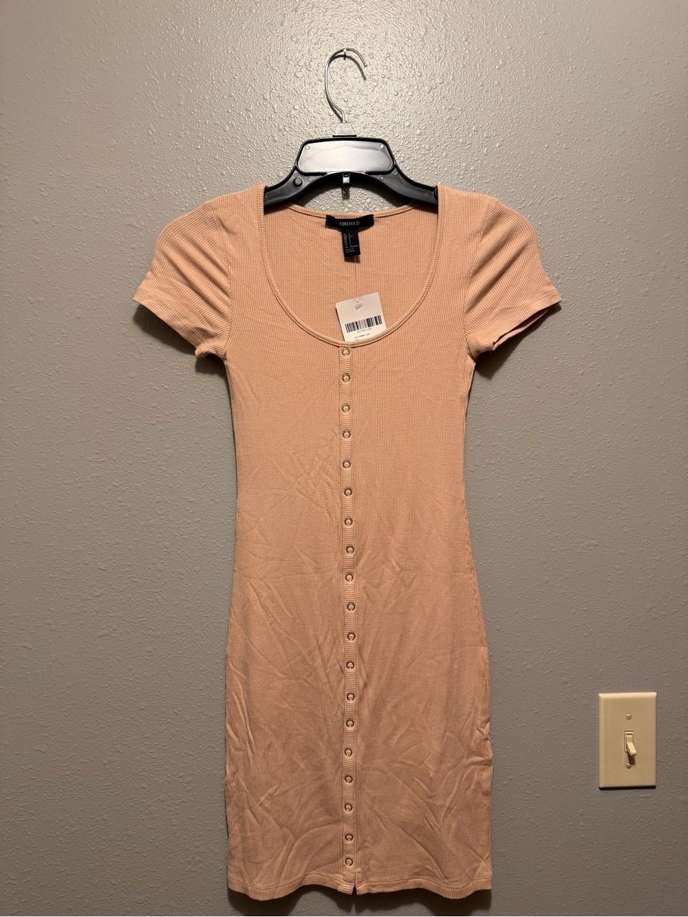 Forever 21 Ribbed Scoop Neck Dress in Peach